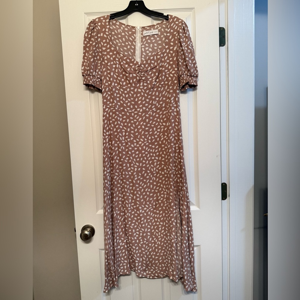 Petal & Pup Brown and White Patterned Midi Dress